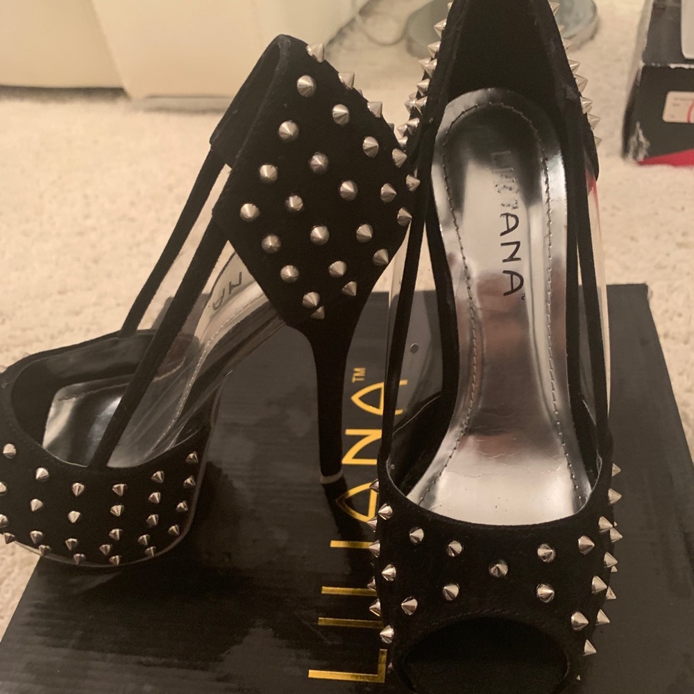 Black heels with spikes all over